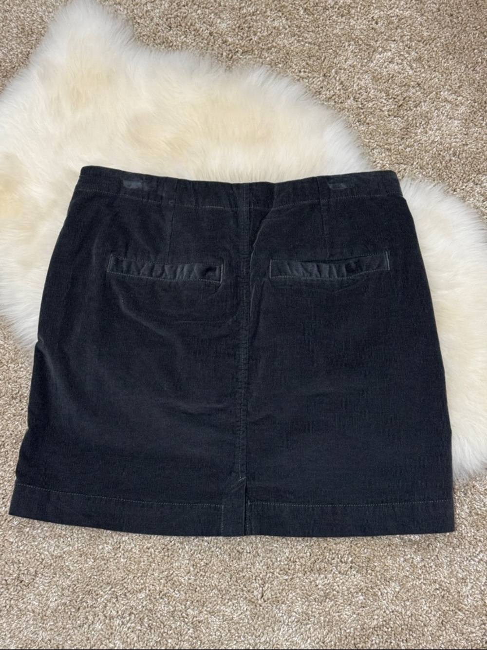 Toad&Co Charcoal Gray Button Front Organic Cotton Corduroy Mini Skirt Size 4 - Picture 4 of 8